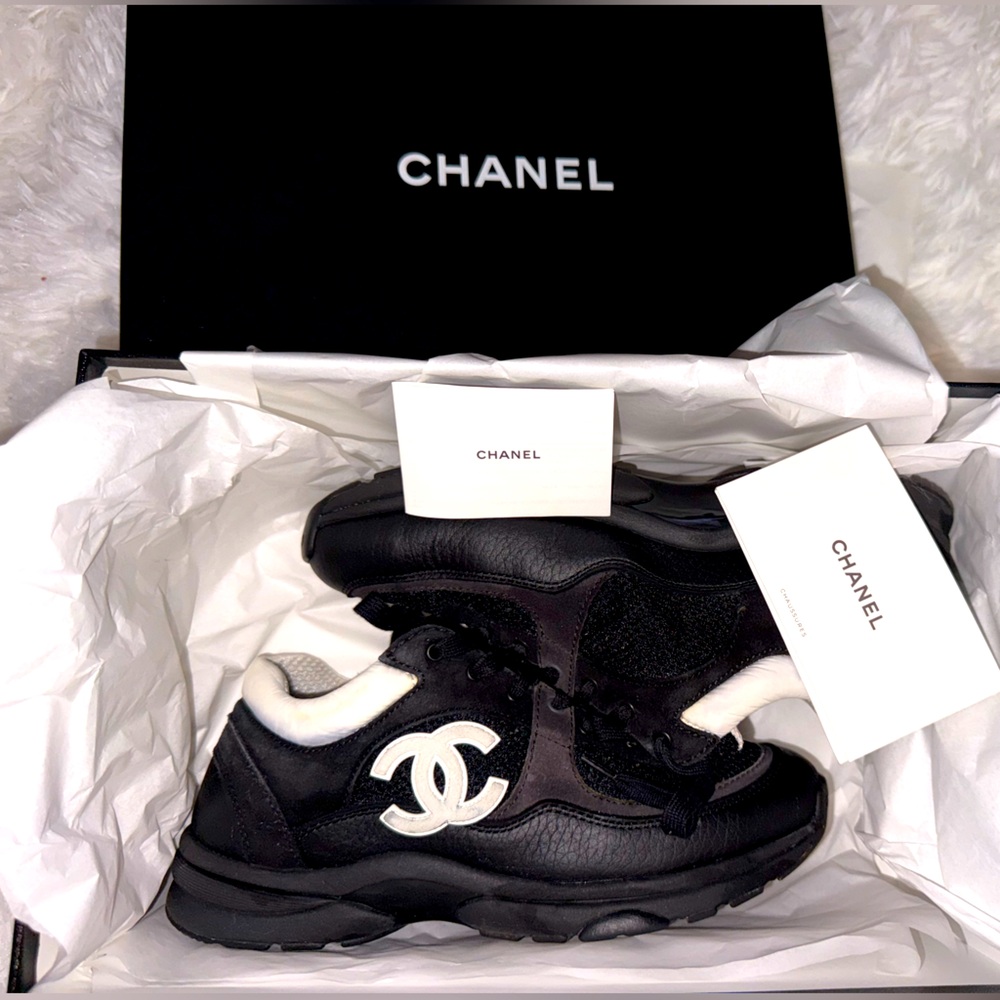Black and White Chanel sneakers
